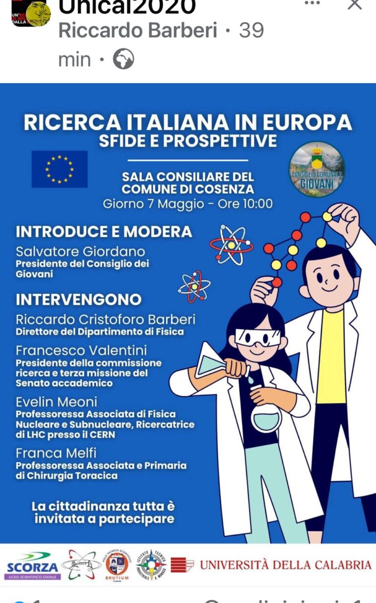 Partecipazione degli studenti della curvatura Astrofisica alla tavola rotonda “Ricerca Italiana in Europa: sfide e prospettive” per la European Youth Week